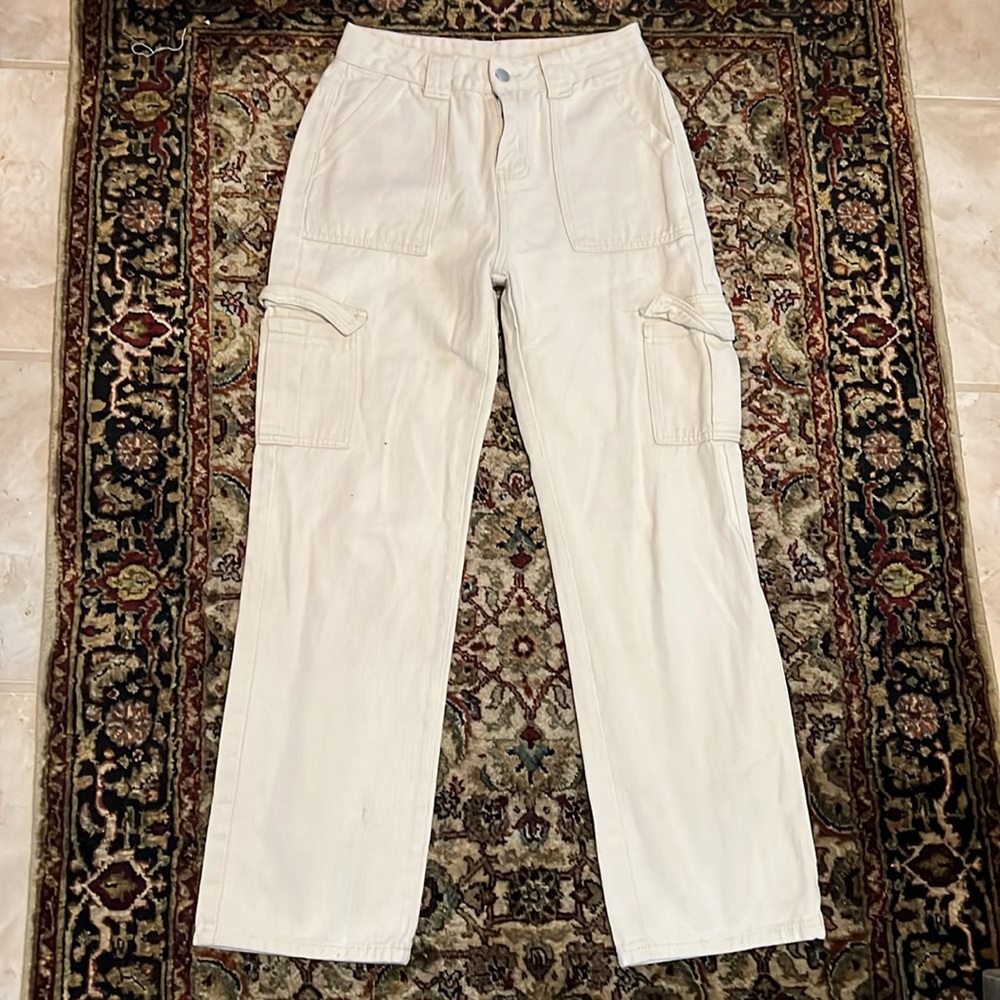 SHEIN Cargo Jean Pants Size Small Cream